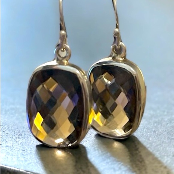 Designer Smoky Quartz Sterling Silver Earrings - Picture 1 of 5